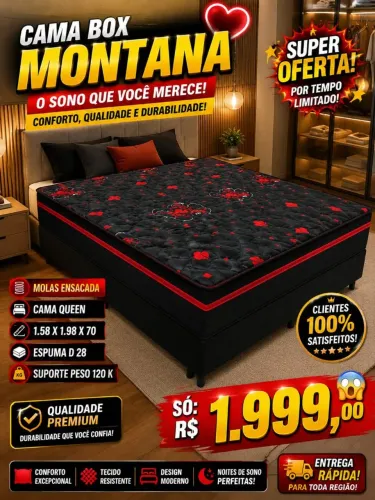 Cama box de casal Queen nova na promoção