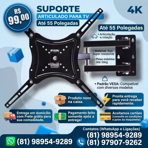Suporte articulado para tv até 55 polegadas
