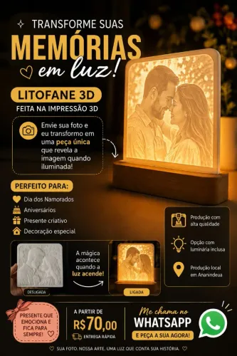 LITOFANE 3d para dia dos namorados