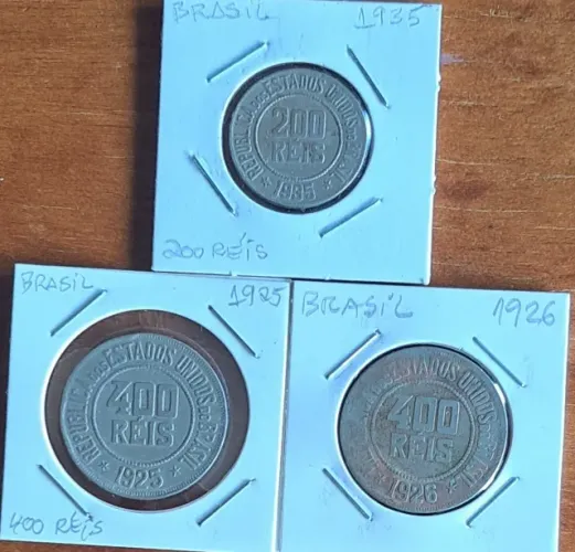 6 moedas de 200 e 400 Réis de 1925 a 1935 bem conservadas no coin holder