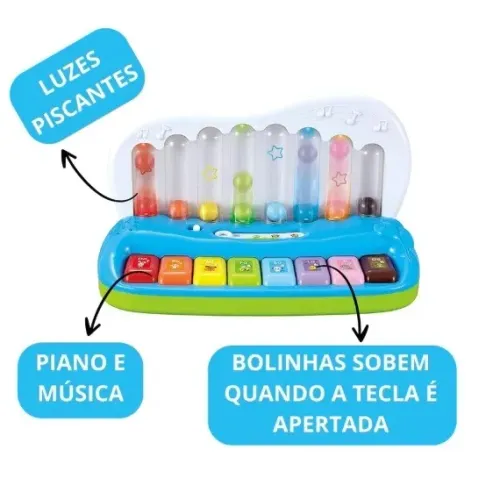 Tecladinho Inteligente Zoop Toys 8 teclas coloridas que acendem luzes e move bolinhas