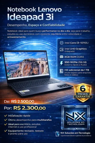 Lenovo Ideapad 3i - Desempenho, Espaço e Confiabilidade