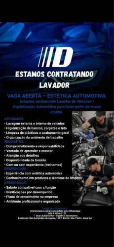 VAGA ABERTA - ESTÉTICA AUTOMOTIVA