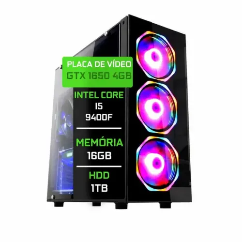 Pc Gamer: Core I5 9400f, Gtx 1650, 16gb Ram DDR4, Hdd 1tb, Win 11 - Novo
