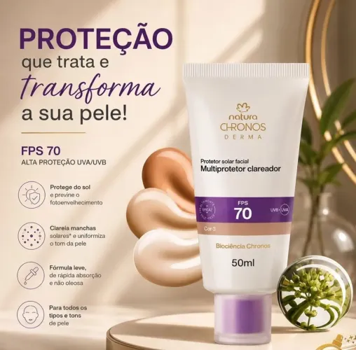 Protetor solar facial Multiclareador Chronos Natura