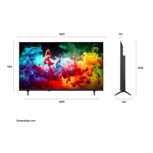 Smart TV LG 75" QNED Mini LED AI 4K QNED70 2026 nova com nota fiscal Charcoal Black