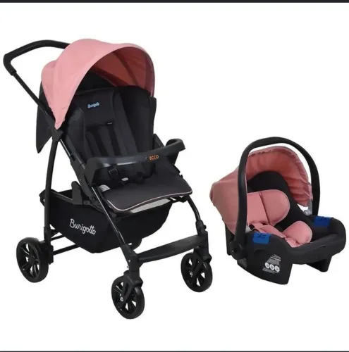 Carrinho ecco rosa cinza + cadeira touring x - burigotto