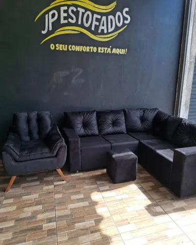 SOFA 6 LUGARES EM L + FRETE GRÁTIS + PUFF DE BRINDE