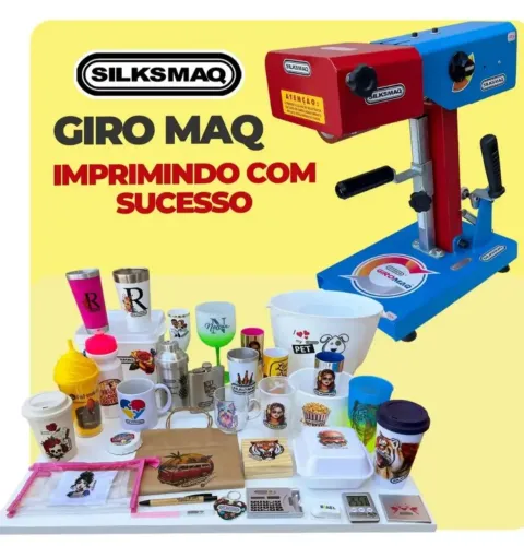 Prensa Silksmaq Giro 360 Laser. Ganhei Dinheiro Personalizando caneca, taça, sacola, balde