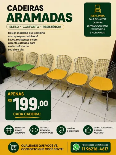 6 CADEIRAS BERTOIA NOVAS CROMADAS 