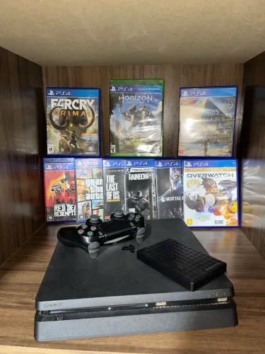 Playstation 4 Slim + 9 Jogos + HD Externo