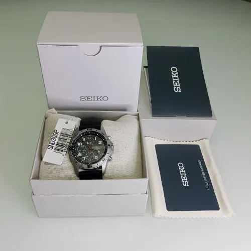 Relógio Seiko Military Chronograph Japonês Black Dial 38mm FULL SET