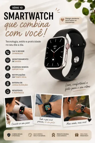 Smartwatch Série 10 Ultra | Faz e Recebe Chamadas + Monitoramento de Saúde