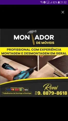 Montador de moveis aceita cartao com juros da maquineta