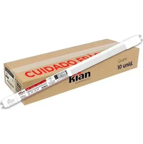 Kit 10 lampada led tube glass 18w 6.500 k