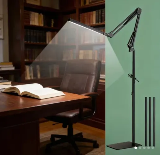 Luminaria de piso led, com braço articulado e dobravel