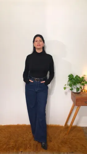 Calça Jeans Nova Larga Feminina