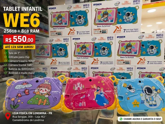 Tablet Infantil WE6 256GB 8GB + Chip | R$550