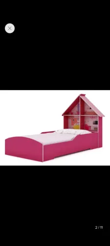 Cama solteiro infantil casinha rosa pink.