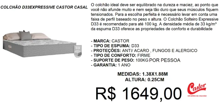colchão de espuma D33 casal - entrega gratuita!