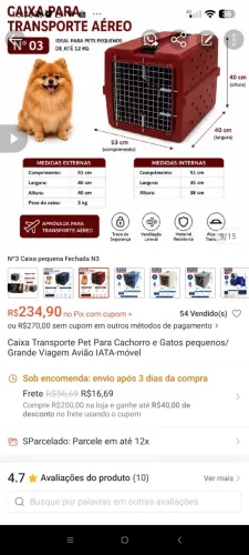 Caixa de Transporte IATA-vÔos gol/tam/latam Cachorro e gatos Nº1 A Nº8-SP X AM
