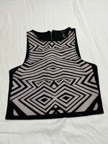 Cropped Estampa Geométrica Forever 21 Tam P (Com Zíper nas Costas)