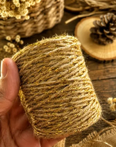 Fio juta Lurex Dourado 70 Metros convite casamento doces amarrações 
