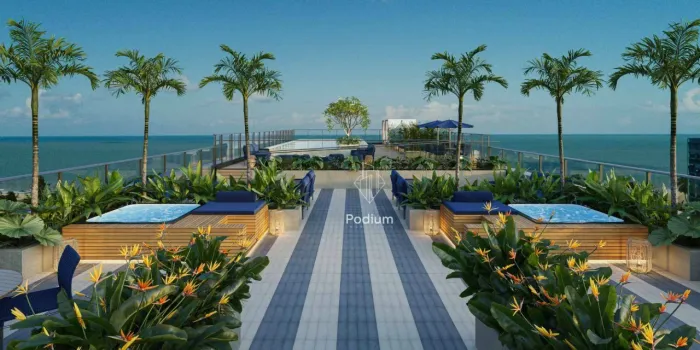 Flats com excelente área de lazer na cobertura com vista para o mar e a 160m da praia de C