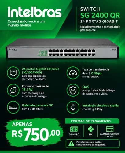 switch intelbras 24 portas gigabit SG 2400 QR