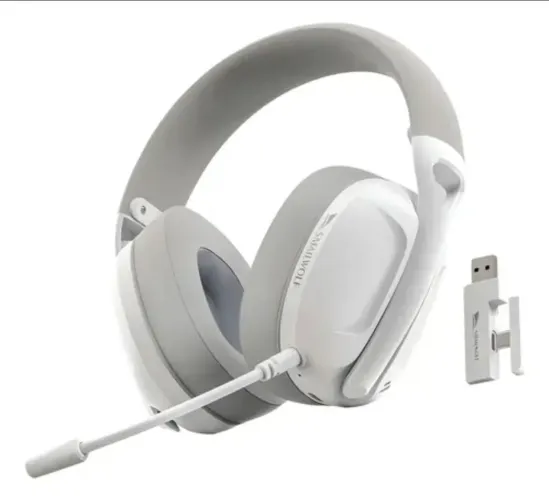Headset Gamer Smailwolf L80 Sem Fio Trimode Bluetooth 2.4G e USB C - Branco