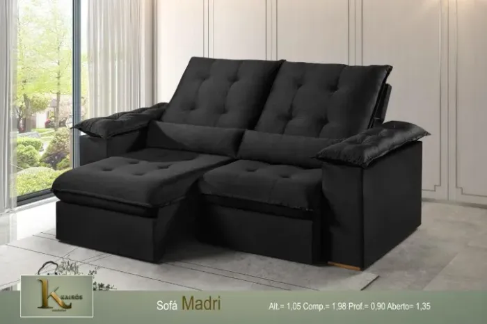 Sofá Retrátil e Reclinável Madri - Entrega Rápida 