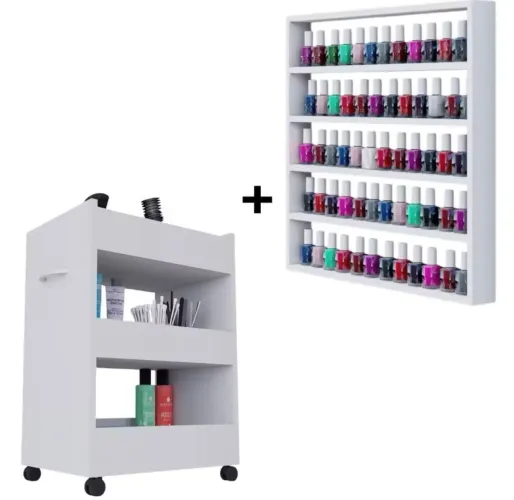 Kit carrinho auxiliar+expositor porta esmaltes