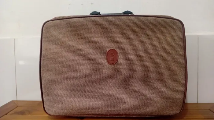 Mala vintage Ika Retro em lona bege e marrom