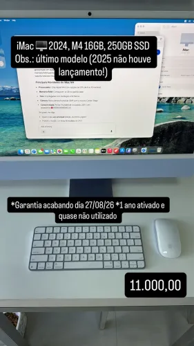 IMac 24? M4, 16GB, 250GB SSD, Azul, Garantia até 27/08/26