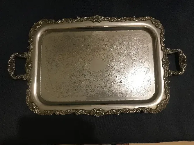 BANDEJÃO 50x35cm EM BANHO DE PRATA - ESTILO ROCOCÓ