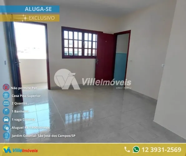 Casa com 2 dormitórios para alugar, 60 m² por R$ 1.800/mês - Jardim Colonial - São José do