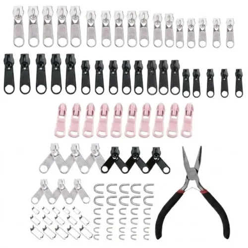 Kit Reparo De Zíper Com 100 Peças Cursor Extrator Removível Substituição Fácil Universal