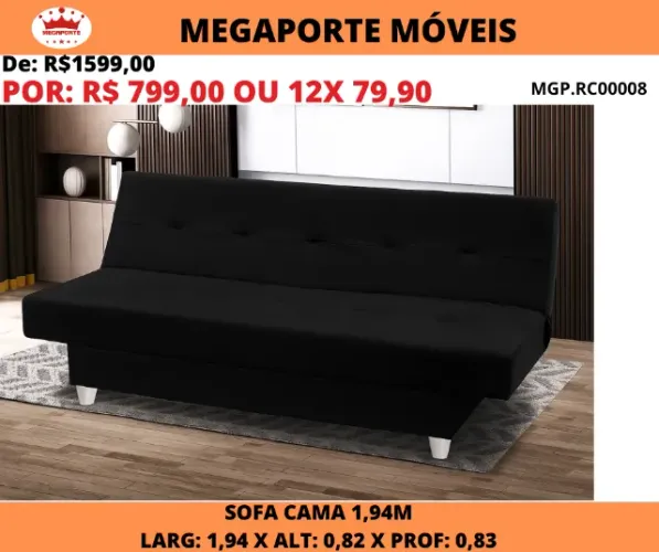 Sofá Cama Xangai 1,94 Veludo