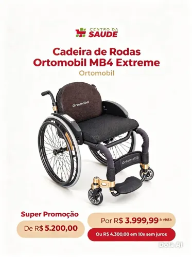Cadeira de Rodas Monobloco Ortomobil MB4 Extreme.