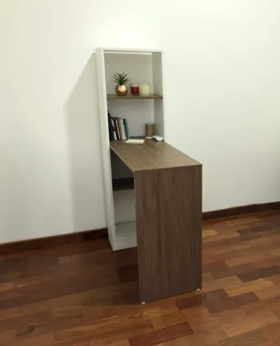 Escrivaninha Home Office com Estante Integrada e Prateleiras