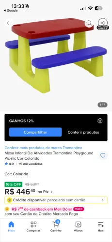 Mesa infantil Picnic Tramontina