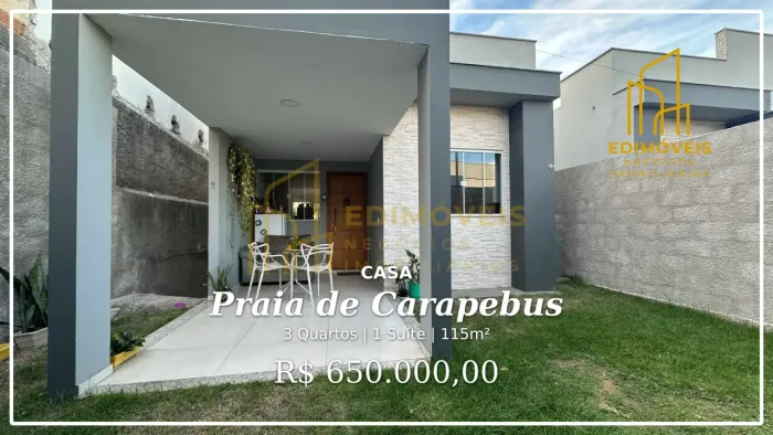 Venha Conhecer: Casa Linear em Praia de Carapebus  Serra/ES com 3 Quartos
