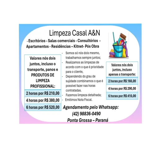 Serviço de Limpeza, Diarista, Faxina, Pós Obra 