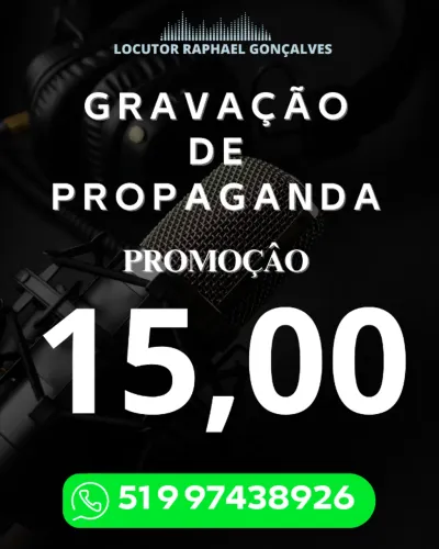 Vinheta / Gravação / Promoção / Propaganda / Locutor / Audio