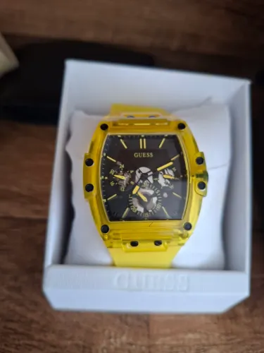 Relógio Guess Masculino Amarelo Transparente Original com Caixa