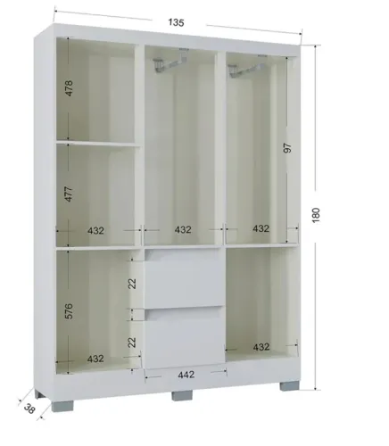 GUARDA- ROUPA  NÁPOLES  6 PORTAS E 2 GAVETAS- BRANCO