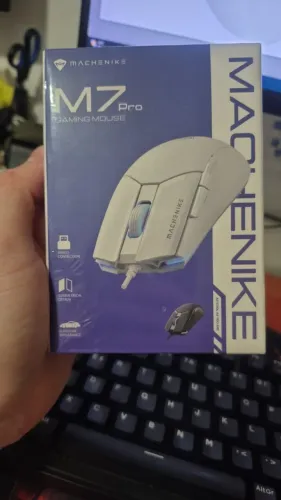 Mouse Gamer Machenike M7 Pro de 12800 dpi Com Fio e RGB BRANCO