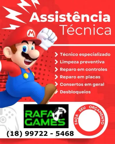 Assistência Técnica,desb e Jogos de Games com Orçamento sem compromisso!Cartão ate 18x