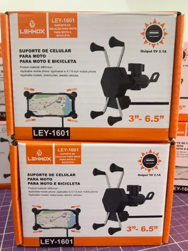 Suporte de Celular para Moto com Garra X Aranha e Carregador USB 2.1A