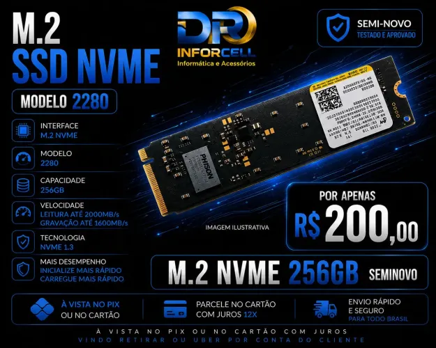 SSD M.2 NVME 256GB - SEMINOVO